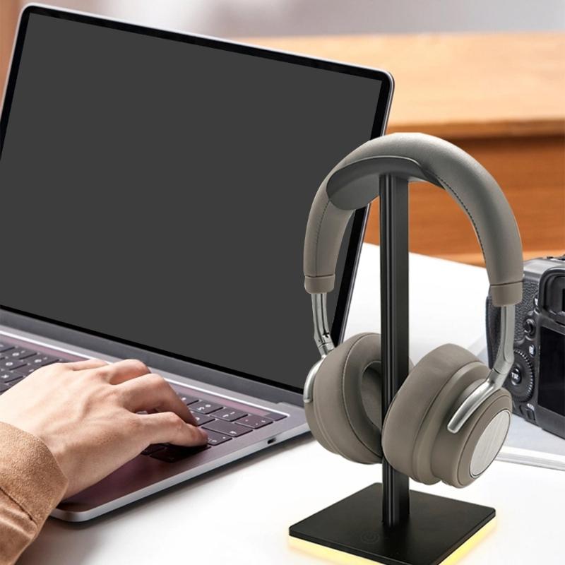 Universal Aluminum Headphone Stand Headsets Holder With Touch Control Lighting Modes And Space Saving Vertical Design