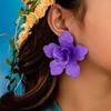 Exaggerated Metal Large Flower Stud Earrings for Women Vintage Red Drip Oil Petal Personality Earrings Party Zircon Accessories