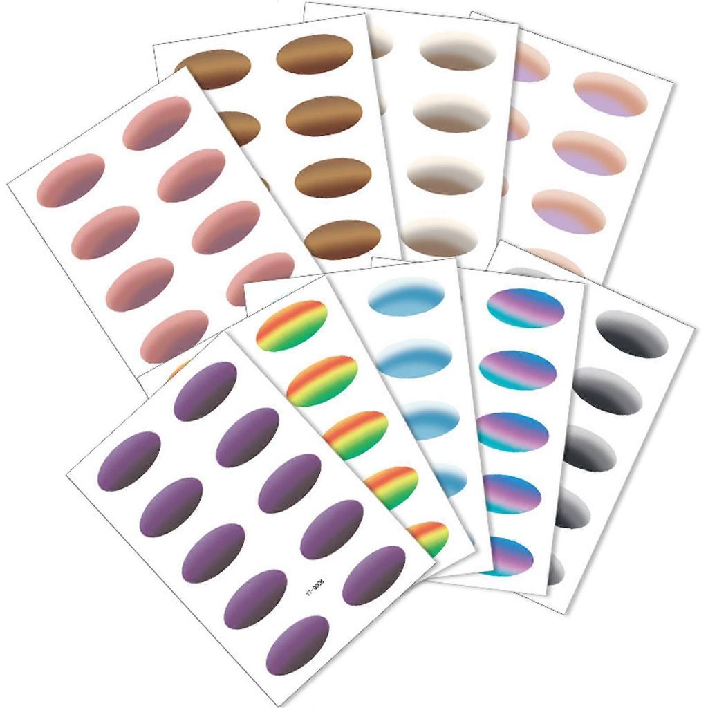 Pack of 9 Waterproof Temporary Eyeshadow Stickers Sweat Resistant Quick Application Party Makeup 9 Colors Multicolor