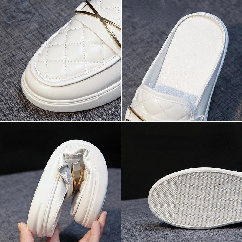 Fashion Shoes For Women Mules Outside White Woman Slippers Slides Sandals Leather Flat Waterproof Young On Sale Low Price B H Sandal F I