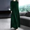 Women's Gold Velvet Knee-Length Dress - Autumn/Winter Collection