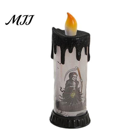 Battery Operated Halloween Candle Electronic Light, Fun Spooky LED Candle, 3-Color Flickering Three-color Luminous Realistic Flame Safe