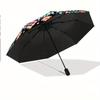 Automatic Folding Umbrella Geometric pixel art pattern. Portable collapsible design, casual outdoor accessory, for all seasons