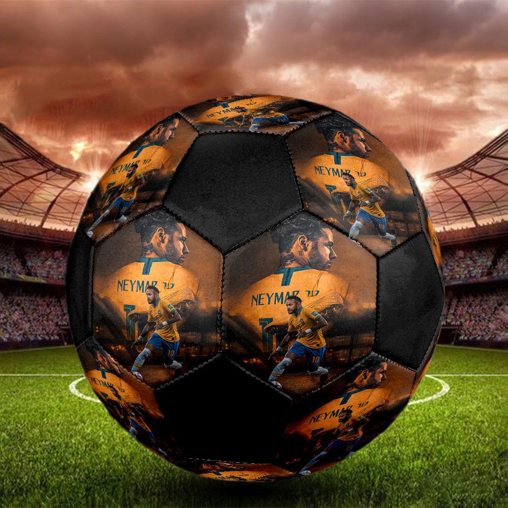 Neymar Printed Size 5 Soccer Ball, Machine-Stitched PVC, Durable & High Bounce, All Ages Fit, Fan Merchandise, Matches & Outdoor Use.