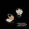 Canary Tourmaline Iris Gemstone Ring, Rich Woman'S Happiness, Plated With 18K Gold, Twilight Wheat Ear Zircon Ring.