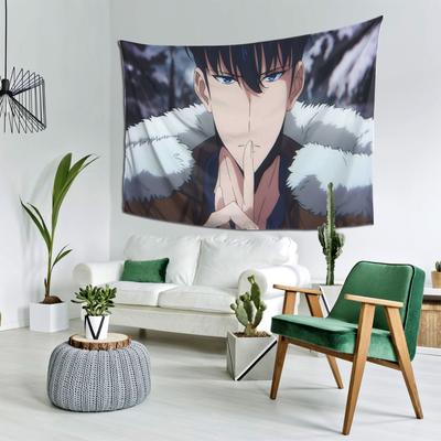 Anime Boy with Fur Collar Tapestry  Trendy Wall Hanging for Bedroom and Living Room Decor Perfect Gift for Anime Fans