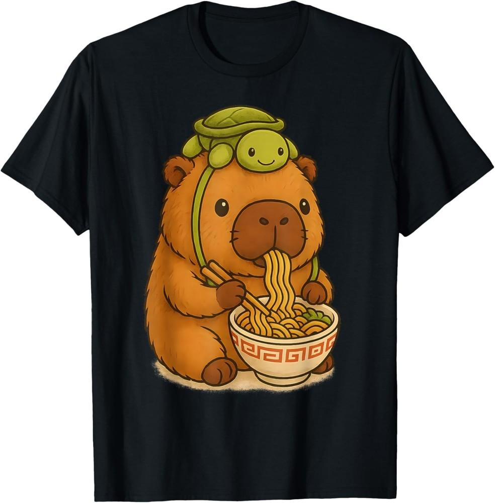 

Cute Capybara and Turtle Backpack Ramen Kawaii Capibara Girl unisex T-Shirt XL