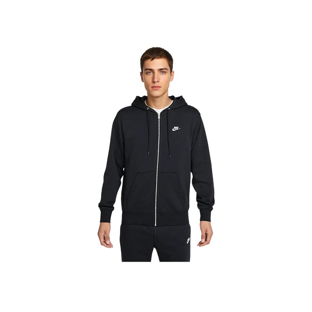 Nike Club Zip Up Französisches Langarm-Hoodie Herren Sweatshirts Schwarz FN3885010