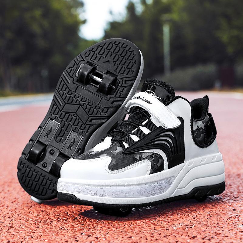 Four-wheel Runaway Shoes Children's Luminous Pulley Shoes Boys and Girls Skates Deformed Wheel Shoes