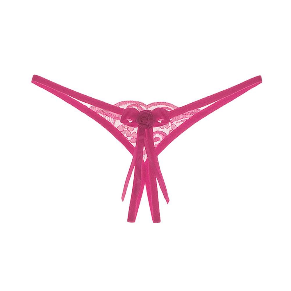 G-String Crotchless Sexy Women Low Underwear Bow Lace  Elastic