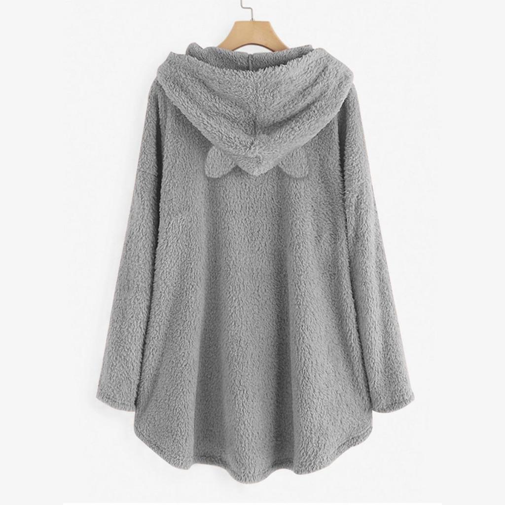 Autumn and Winter Hoodie, Women's Hooded Long Sleeved Double-sided Velvet Women's Oversized Jacket