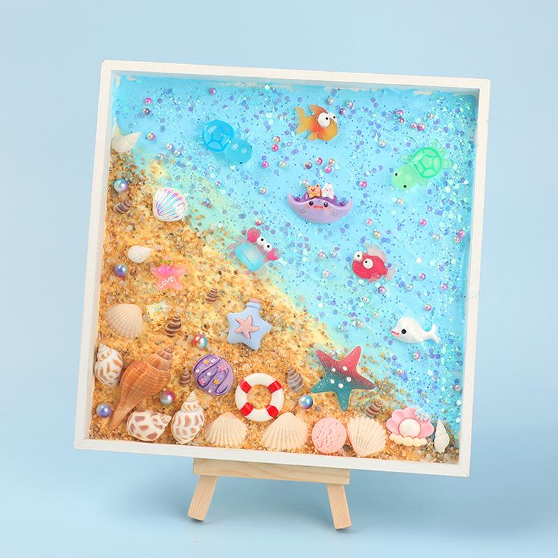 Children's DIY Ocean Texture Photo Frame Painting Kit – Creative Educational Craft for Girls