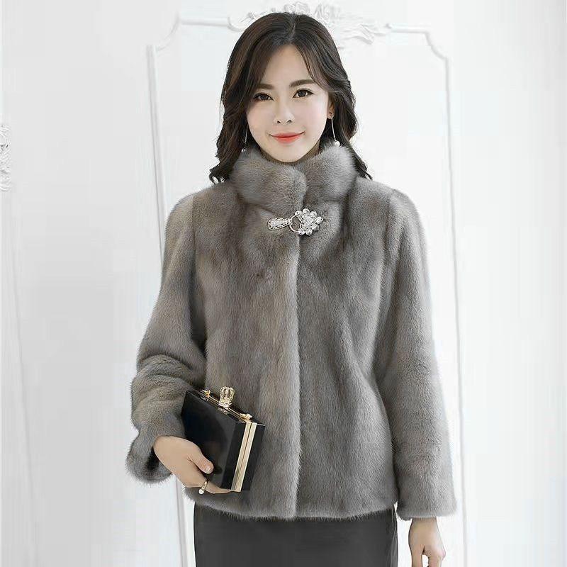 New imitation mink velvet fur coat women's short coat fashion temperament stand-up collar autumn and winter mother