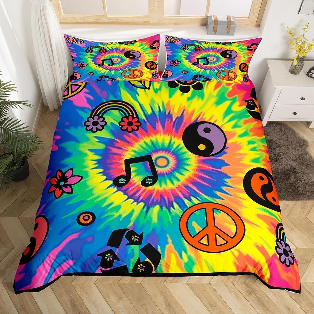 Exotic Mushroom Eyes Rainbow Duvet Cover Queen King Size Bohemian Style Bedding Set For Men Women Halloween Floral 3 Pcs