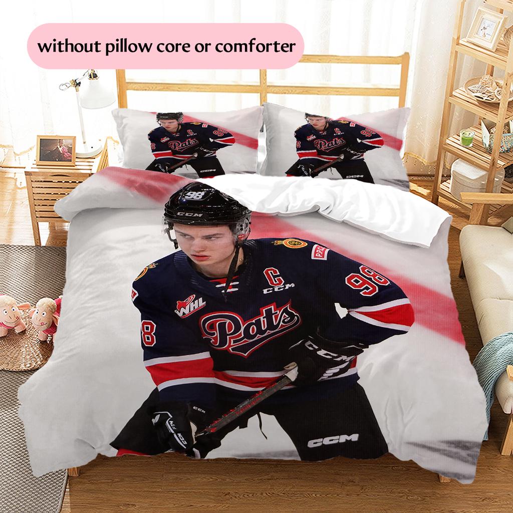 Connor Bedard Muster Bettwäsche Heimdekoration Geburtstag & Festival Geschenk (1 Bettbezug + 2 Kissenbezüge, ohne Füllung)