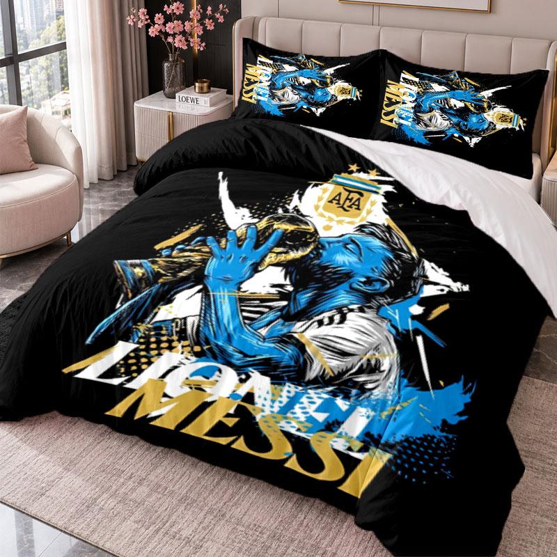Messi 3Pcs Bedding Set Duvet Cover With Two Pillowcases For Bedroom Home Decoration