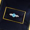 MooKing Jewelry Rose Wreath Aquamarine Light Luxury Rose-Cut Wedding Ring