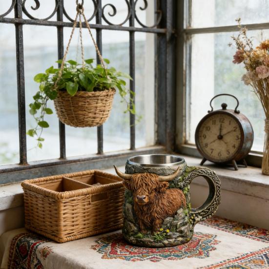 3D Sculpted Animal Resin Mug Handcrafted Stainless Steel Interior Coffee Cup Double-Walled Gift for Cup Animal Lovers