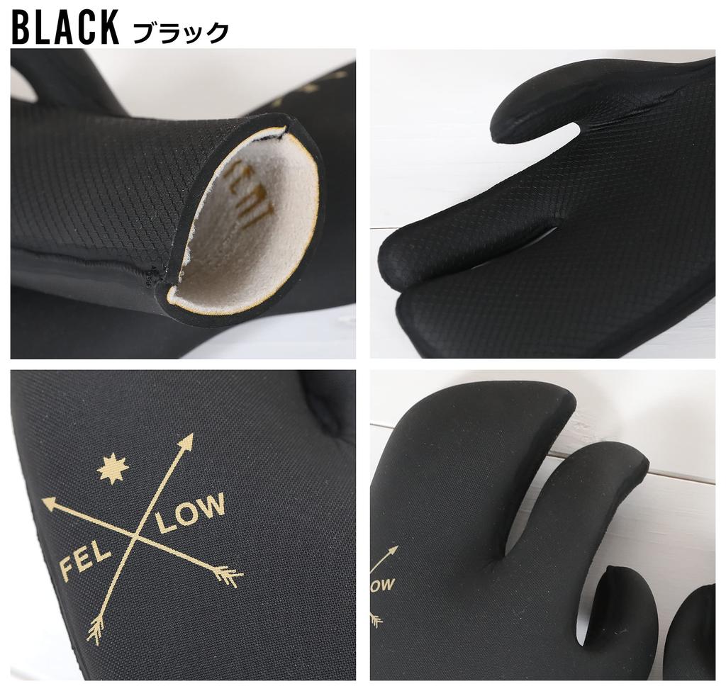 FELLOW Surf Gloves, Mitten Style, Wetsuit, Surfing Mitten Gloves, 5mm Thick, Cold Weather Design, Warm, Brushed, Men's and Women's, Japanese Standard,