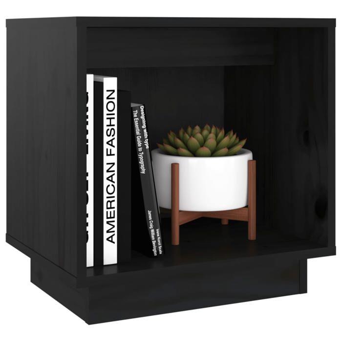 Table de chevet - Maison Exclusive - Bois de pin massif - Noir - Lot de 2 (40x30x40 cm)