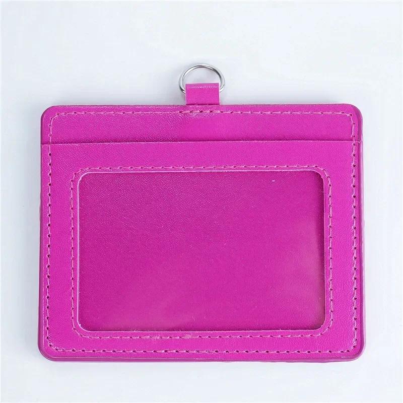 Fashion PU Leather Card Holders Set Women Men Student Retractable Badge Reel ID Card Holder Cover Case Nurse Badge Lanyards