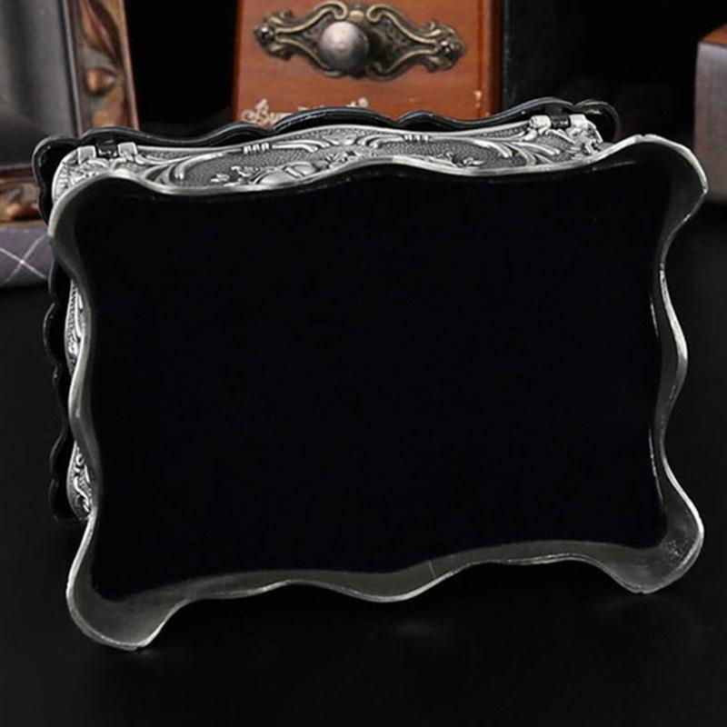 Antique Inspired Metal Jewelry Case With Egyptian Floral Designs Secure Storage for Earrings Rings Necklaces