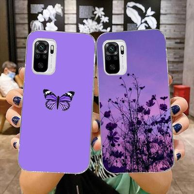 Purple Aesthetic Phone Case For Xiaomi 12 11T 10 9 Redmi Note 11 10 10S Pro Redmi 9 9A 8 Transparent Phone Cover