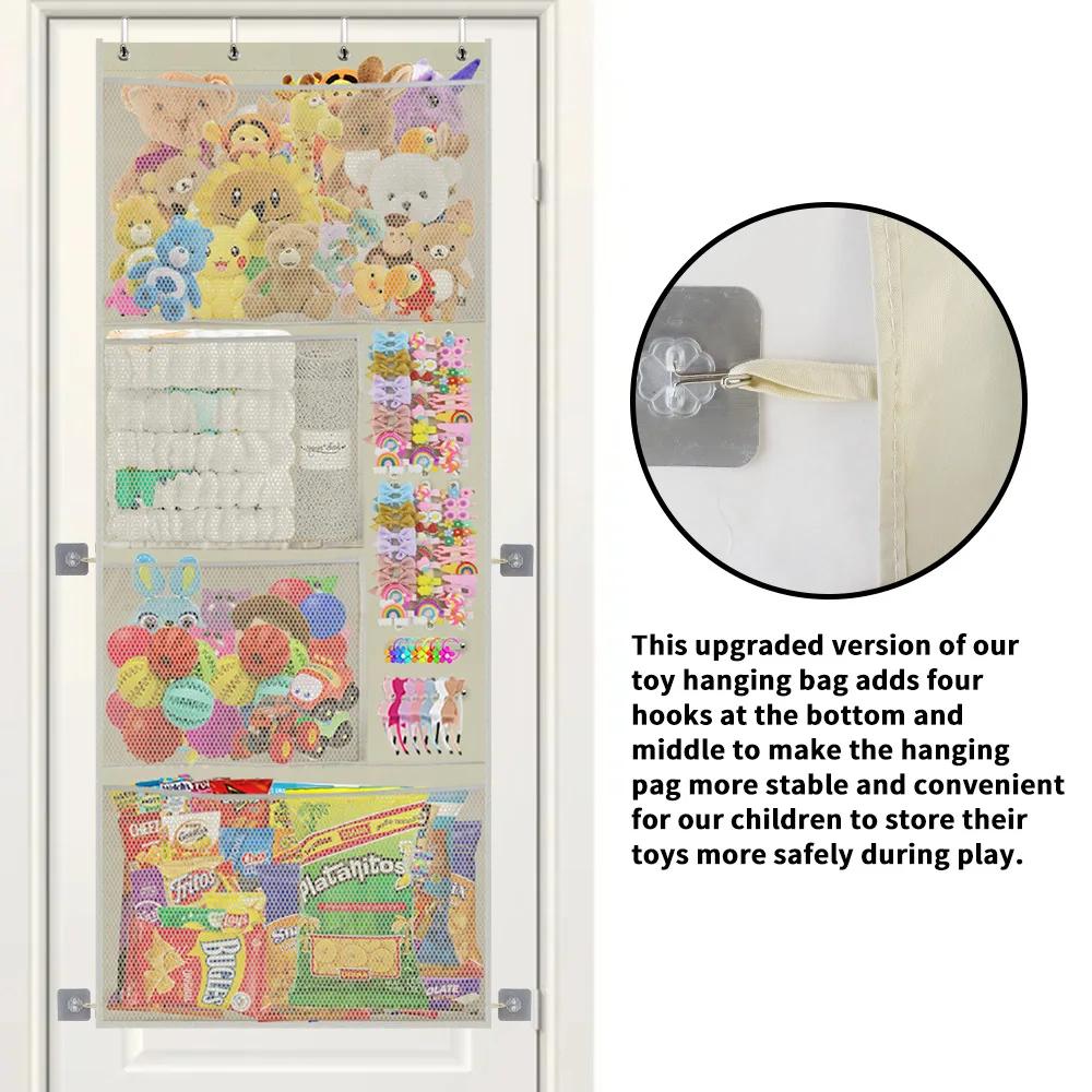 Stuffed Toys Storage Bag Door Back Hanging Kids Toys Organizer for Baby Plush Toys Nursery Kids Room Stuffed Storage Bag