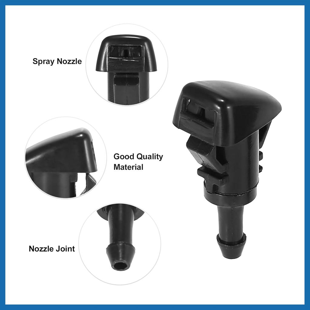 Front Windshield Wiper Nozzles Kit for Chrysler Town Country with Gaskets 3 Meter Fluid Hose - Pack of 6 Black Item Replacement