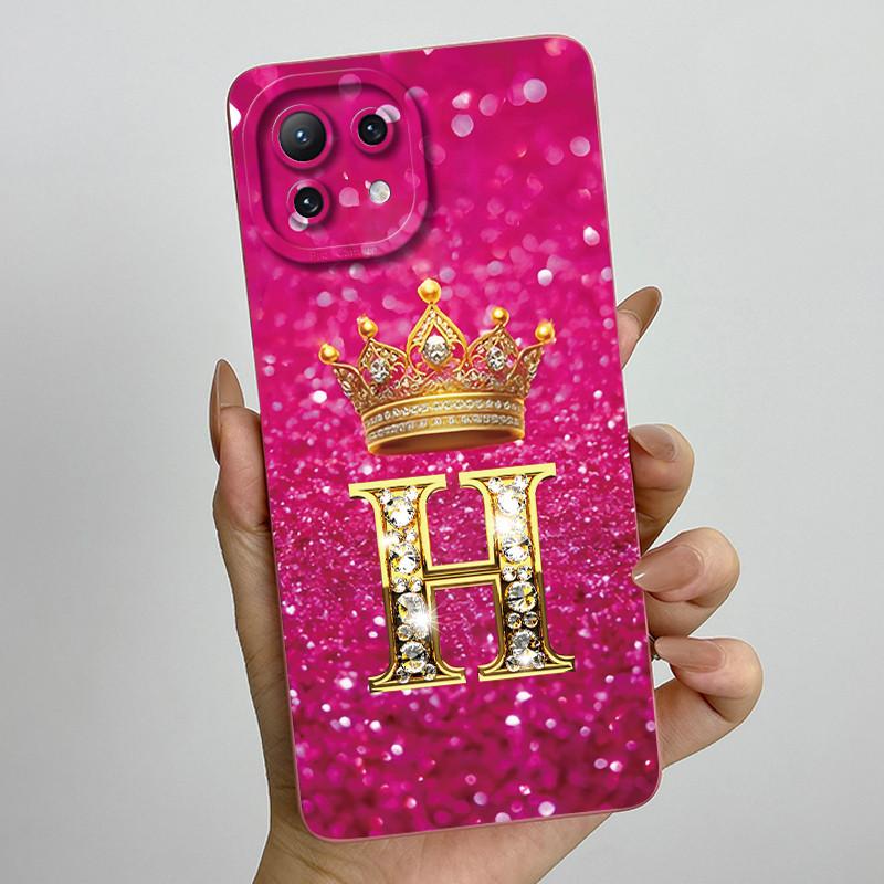 For Xiaomi Mi 11 Lite / 11 Lite 5G / 11 Lite 5G NE Crown Initial Letter Couple Phone Case Soft Silicone TPU Protective Casing