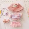 Mini Doll'S Clothes Outfit Accessories for 15-17cm Ropa Labubu & 10cm Cotton Doll Love Hoodie Pink Yarn Skirt Clothing No Doll
