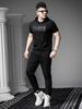 European Style 2025 Summer New Hooded Short-Sleeve T-Shirt for Men, Trendy Brand with Gold Print, Slim Fit Casual Half-Sleeve Sweatshirt