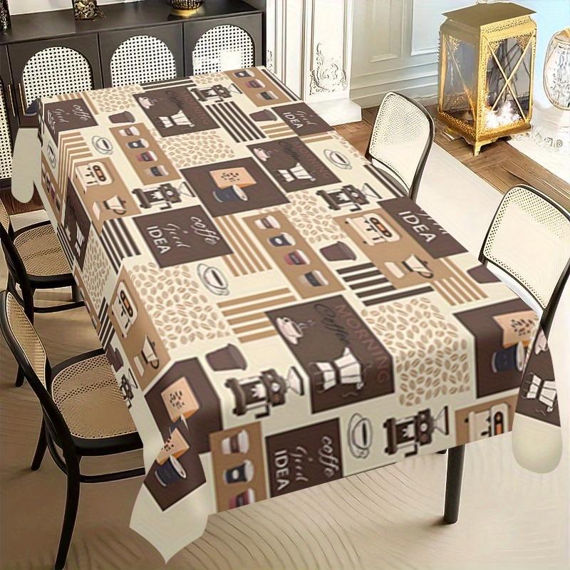 One coffee-themed tablecloth with "IDEA" print and coffee bar accessories design - suitable for picnics, etc.zyc