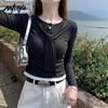 MJ STYLE Women's Fashion Navy Collar Long Sleeve Slim T-Shirt