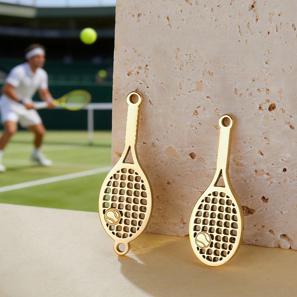 5pcs Tennis Racket Charms Tennis Ball Stainless Steel Pendants for Necklace Bracelets Connector Charm Jewelry Making Sport Lover