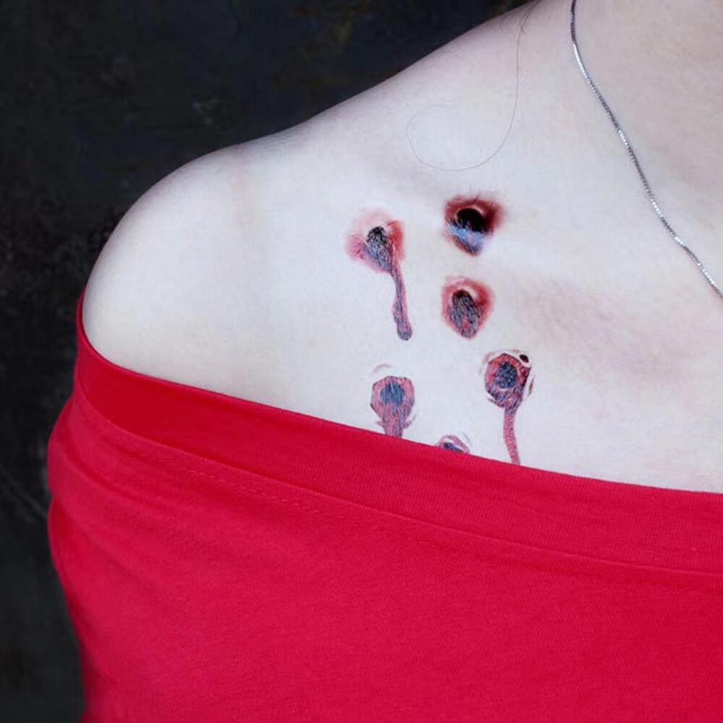 24Pcs Of Halloween Clown Horror Mouth Bar  Stickers Smiling Lip Stickers