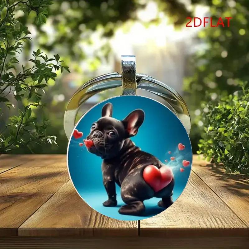

Dog Keychain With Heart Glass Alloy Pendant For Gift Giving And Party Decor