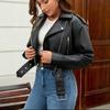 2026 New European and American Style Short PU Leather Jacket for Women, Motorcycle Jacket, Lapel Zipper, Slim Fit Versatile Jacket, Trendy
