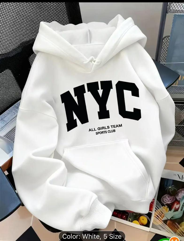 Women's Retro Letter Print Hooded Sweatshirt Jacket - Casual, Loose-Fit, Long-Sleeve Top for Autumn/Winter