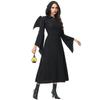 Adult Womens Halloween Demon Witch Costume Long Black Dress Set Role Play