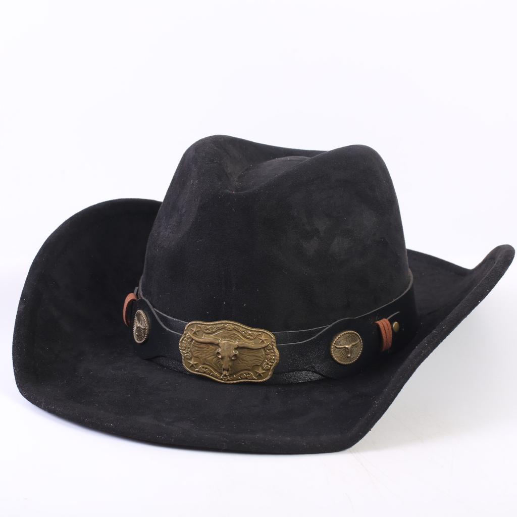 Popular European and American Classic Suede Western Cowboy Hat, Men's and Women's Fashion Big-brimmed Top Hat Shade