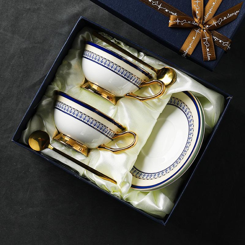 Keramik Kaffeetassen Tassen Untertassen Damen Exquisites Europäisches Design High-End Set Geschenkbox Tassen Britischer leichter Luxus Nachmittagstee Set