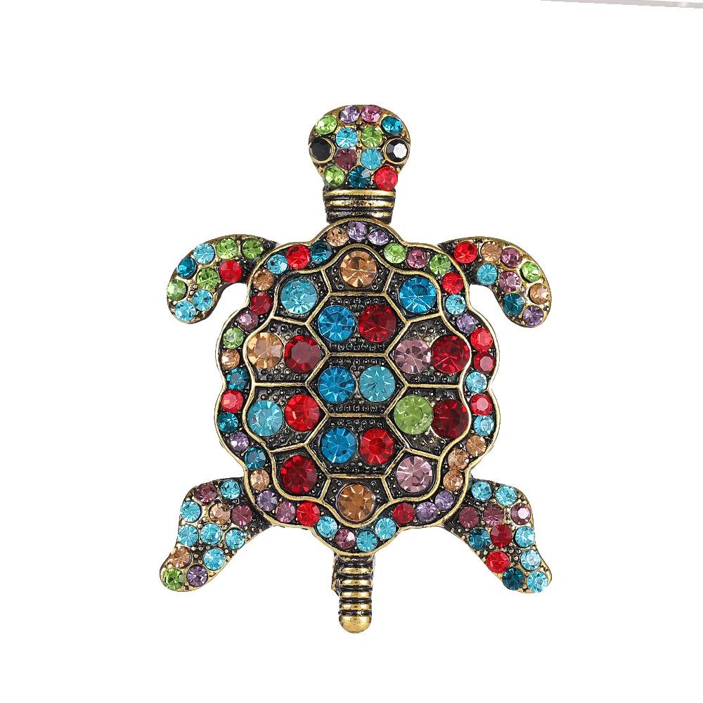 Cute Women Kids Turtle Transparent Rhinestone Brooches Pins Classic Shiny Boutique Decoration Animal Exquisite Badges Corsage