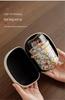 Golden Plum Ru Kiln Portable Tea Set: Quick-Brew Pot with Four Cups for Outdoor Camping and Kung Fu Tea