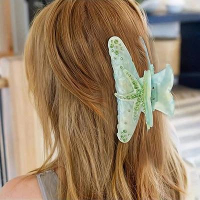 1 Stück mehrfarbige Seestern-Haarspange Acryl-Haarklammern, Sommer-Strand-Haarspange mit Klammern für starken Halt