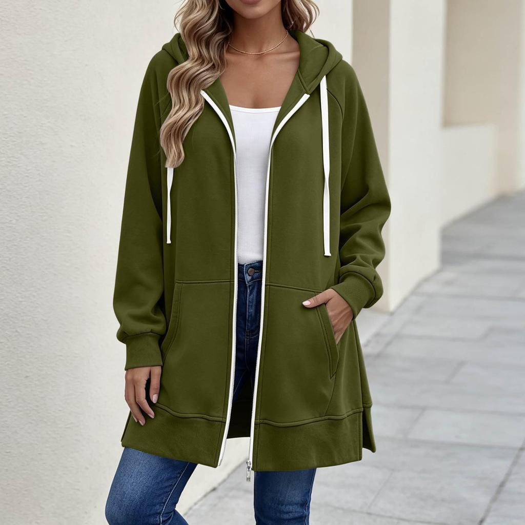 Giacca da donna casual con cappuccio e zip intera