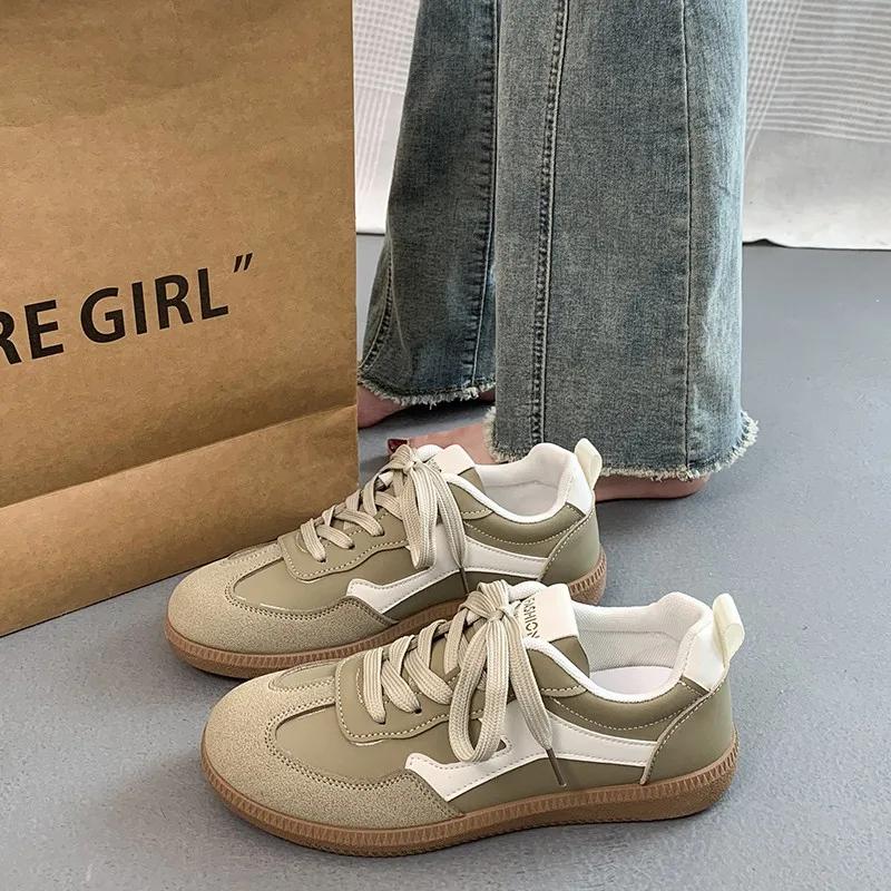 Ladies Shoes 2024 Front Lace-up Women's Vulcanize Shoes Fashion Color Matching Hot Sale Light Round Toe Comfortable Casual Shoes