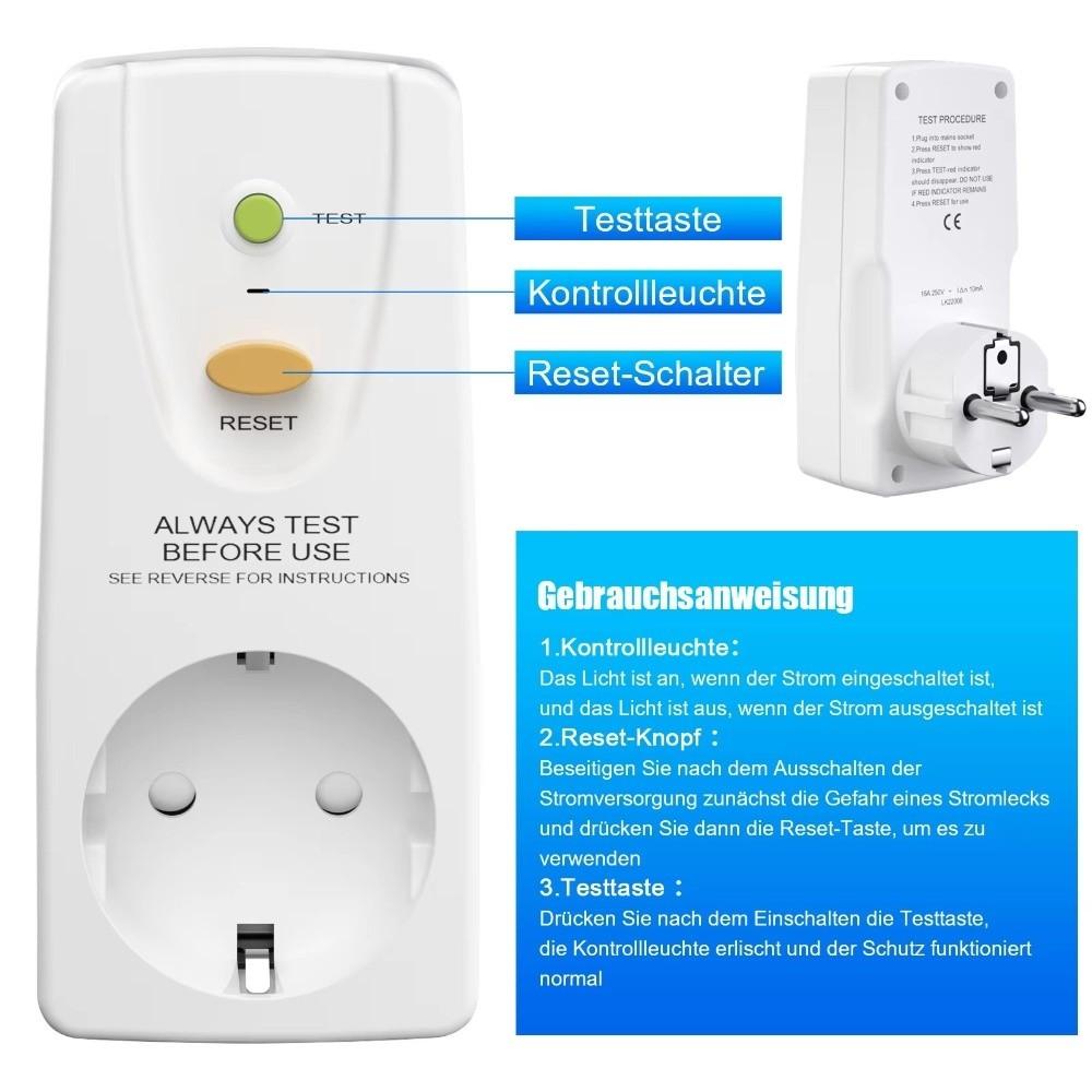 Auslaufsicheres Design GFCI-Stecker FI-Sicherheitsschalter Sicherheitsstecker Hausstromkreis