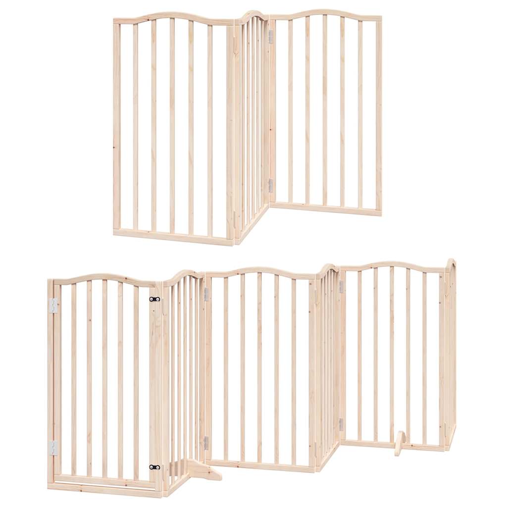9 Piece Foldable Dog Gate with Door 450 cm Poplar Wood