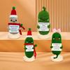 Cute Crochet Christmas Pickle Doll with Positive Message Card Emotional Support Plush Gift for All Ages